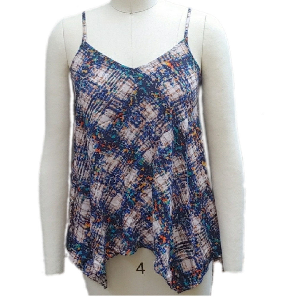 Mossimo Funky plaid tank retro look flirty back S